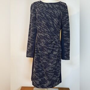 Lauren Ralph Lauren Blue And White Boucle Dress Ruched Women’s Size 14P (Petite)